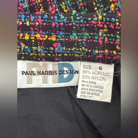 Paul Harris Y2K black and neon tweed skirt size 6 - Picture 7 of 7